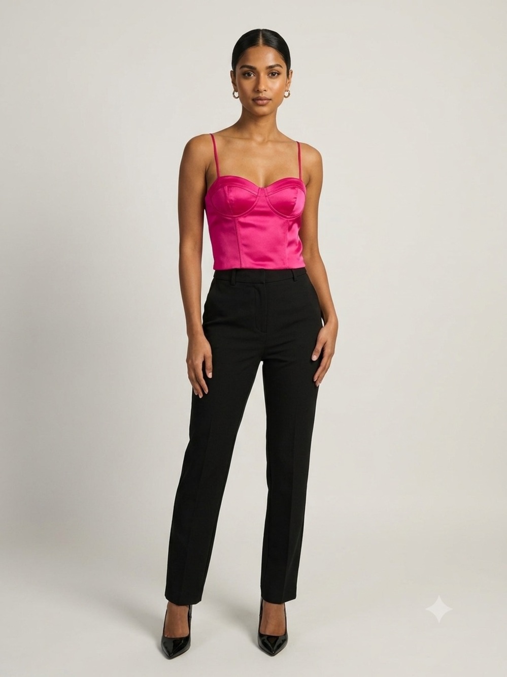 NEW WITH TAGS-JASON WU Red Satin Corset Bustier Adjustable Straps Cropped Top MD - Picture 5 of 6